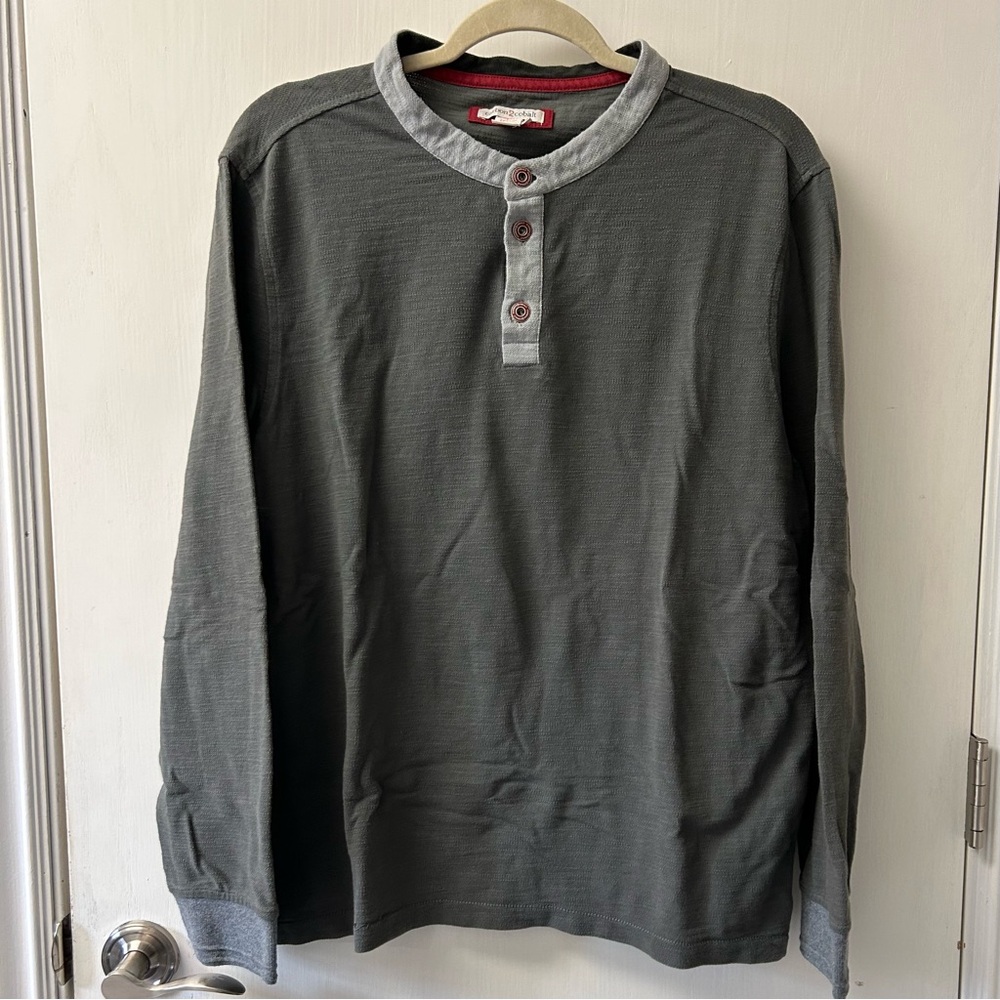Men's Charcoal Henley Long Sleeve Shirt